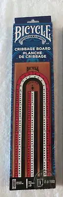 Bicycle Wooden Cribbage Board NEW 3-Track Color Coded Game