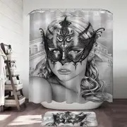 Artistic Pencil Drawing Venice Masked Woman Shower Curtain