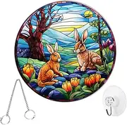 WEKADRIN 1 Set Easter Bunny Hanging Ornament Double Sided Decor for Windows Porches Durable Decoration for Holiday Easter Decor Prop