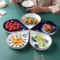 在飛比找露天拍賣優惠-熱賣【現貨】日式手繪拼盤餐具 彩盤 陶瓷餐具 湯盤 家用盤子