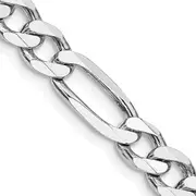 28 Inch Sterling Silver Rhodium-Plated 6.5mm Figaro Chain