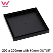 Matt Black Large 200mm Square Tile Insert Shower Grate Floor Drain 80mm Outlet
