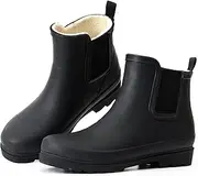 [Furuian] Women's Rain Boots with Plush Lining Chelsea Boots Women Snow Boots for Women Lightweight Ankle Rain Boots Non-slip Waterproof Outdoor Work Shoes, Winter, Fishing, Gardening