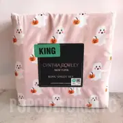 NEW Cynthia Rowley Halloween KINGSize Sheet 4pc Pink Ghost
