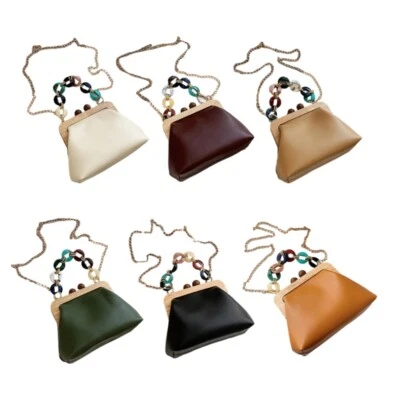 Stylish Retro Clip Clutch Shoulder Bag Fashionable Vintage Chain Crossbody Tote