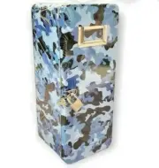 TIN SCHOOL STORAGE LOCKER BLUE CAMO BOX TIN BOX COMPANY LOCK KEYS ORGANIZATION