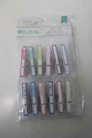 American Crafts Whittles White w/Color Edges Days of Week Clothespins Scrapbook