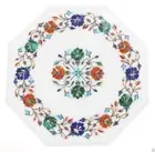 12" marble corner side table top semi precious stones inlay art decor