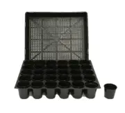 55mm Plastic Round Pots & 30-Cells Tray Liner & Seedling Tray x 10 sets