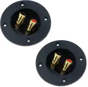 2Pcs 3" X 3" Speaker Box Terminal Cup DIY Double Binding round Gold Plate Push 2