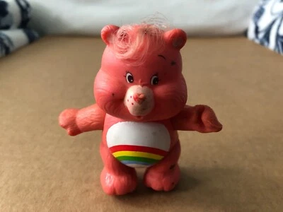 Vintage 1980's CARE BEARS Pink Cheer Bear pvc Figure POSABLE