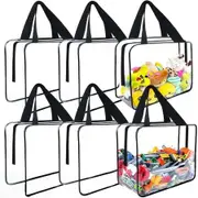 6 Pack Toy Storage Organizer Bags,Waterproof Storage Organizer Bags with Clear PVC Zipper,For Travel Organizer, Plush Toy Storage Size S