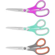 Scissors, 8" All Purpose Scissors Bulk 3-Pack, Ultra Sharp 2.5mm Thick Blade ...