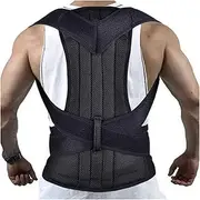 Black Corrector Scoliosis Back Brace Spine Corset Belt Shoulder Support Poor Correction Men (Color : Light Grey, Size Medium)