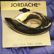 VTG Jordache NOS NEW Gold Tone Fashion Pin Brooch Retro 80s 90s Jewelry