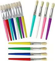 16 Pcs Paint Brushes for Kids, Round and Flat Preschool Brushes for Washable and Acrylic Paint