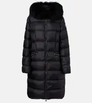[Moncler] Moncler Boedic shearling-trimmed down jacket UK 18 black