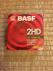 BASF 2HD 10 Dos Formatted Floppy Diskettes Disk 3.5 inch High Density Sealed Box