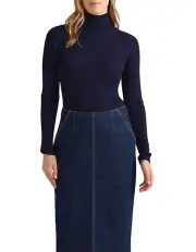 [David Lawrence] Stasia Merino Roll Neck Knit in Neptune Blue