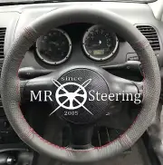 FOR VW TOURAN I 03-10 GREY TWO TONE LEATHER STEERING WHEEL COVER DARK RED STITCH (for: Volkswagen)