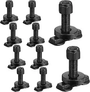 Therwen 10 Pcs L Track Double Lug Threaded Stud Nut Fitting Tie Down Bearing 5500 LBS Using with L Track Rail to Create Heavy Duty Bolt Down Anchor Points for Trailer Truck Bed Cargo Control