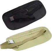 [Sdxps] Money Belt for Travel - Hidden Wallet Passport Money Waist Belt,Slim Passport Holder Travel Pouch to Protect Your Important Papers and Money, Soft Fabric, 2 pcs, Hidden Wallet