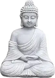 SWDONG Ornament Meditating Buddha Statue, 9.1 Inch Tall Resin Sitting Buddha Statue, for Home Decor, Office Decor, Garden Decor