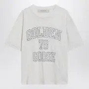 [Golden Goose] White Linen T-shirt With Logo S White