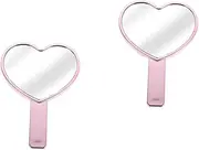 Beavorty 2pcs Handheld Vanity Mirror Makeup Mirror Makeup Light Mirror Vanity Mirrors Make up Mirror Handheld Mirror with Handle Travel Mirror Heart Mirror Cute Hand Mirror Pink Glass