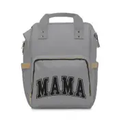MAMA Black Font Grey Multifunctional Diaper Backpack