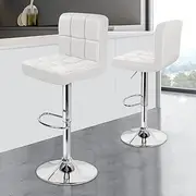 ALFORDSON Bar Stool 2X Adjustable Kitchen Barstools Ralph Swivel Counter Dining Chair in 62-83cm Seat Height for Home Bar Dining Room (White)