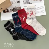 在飛比找蝦皮商城優惠-AHUA阿華有事嗎 韓國襪子 滿版麋鹿幾何針織中筒襪 女襪 