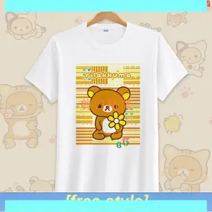 *剪刀*輕松熊短袖T恤夏季男女松弛熊拉拉熊周邊二次元卡通印花衣服日本