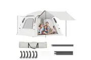 Oppsbuy Camping Tent 4-5 Person, 3 Seconds Quick Setup Pop-Up Tent, Double Doors & Windows with Mosquito Net