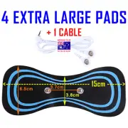 TENS EMS ELECTRODE PADS CABLE WIRE LEAD CORD + 4 EXTRA LARGE PREMIUM PADS