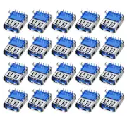 PCB USB Connector Type-A 3.0 Female Jack 9 Pin Bend Foot 90 Degree 20pcs