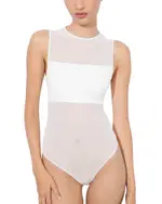 Alice and Olivia Bandeau Trim Mesh Bodysuit