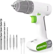 12V Cordless Drill Driver Set, Electric Power Drill Tool Kit with 6 Pcs Bits, 3/