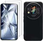 LYZXMY Case for Oukitel WP200 Pro (6.7 Inches) Black Mobile Phone Case + 2 Tempered Glass Screen Protector Case Soft Silicone TPU Protective Cover