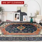 Extra Large Floor Rug Sapphire Blue Orange Beautiful Vintage Plush Carpet 6 Size