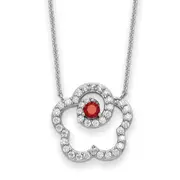 Sterling Silver Sentimental Expressions Rhodium-Plated Red And Clear Cz My Sweet Daughter 18In Necklace