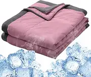 Winuoyang Cooling Blanket for Night Sweats, Breathable Lightweight Blanket for Summer Hot Weather 100x140cm (Pink)