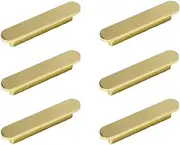 [SYZOW] Pack of 6 Furniture Handles, Black Handles for Kitchen Cabinets, Black Furniture Handles, Stainless Steel Drawer Handles, Black Handles, Kitchen Black Furniture Handles (Gold, 64 mm)