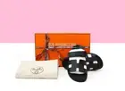 NEW HERMES BLACK CHYPRE 37 / 7 SANDAL LEATHER SLIPPER SHOES LOAFER ORAN MULES