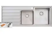 Oliveri 1 & 3/4 Double Right Hand Bowl Inset/Undermount Sink With Drainer AP1412