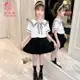 jk 制服兒童 jk 制服套裝兒童 女童套裝2023學院風jk制服中大童上衣夏裝短袖娃娃衫夏季兒童套裝