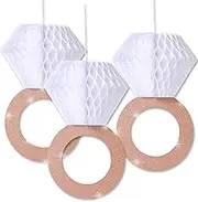 Bridal Shower Honeycomb Ring Hanging Decorations (Rose GOD Three Pack)