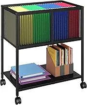 Sbanmao Rolling File Cart, Mobile File Cabinet with Wheels Hanging Files, Metal Hanging File Folder Cart File Organizer Fit Letter Size for Home Office, Black