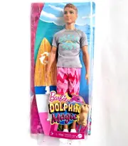 Barbie Dolphin Magic Ken Doll With Puppy & Surfboard BOX DAMAGE