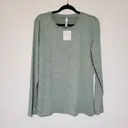 Fabletics Women's L Lightweight Dry-Flex Long Sleeve Tunic Top Palm Leaf Green